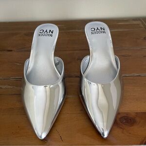 Madden NYC Silver Pointed-Toe Slip-On Mules